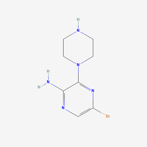 2-AMINO-5-BROMO-3-PIPERAZIN-1-YLPYRAZINE (CAS: 893611-67-1) - Chemical Structure and Molecular Formula 