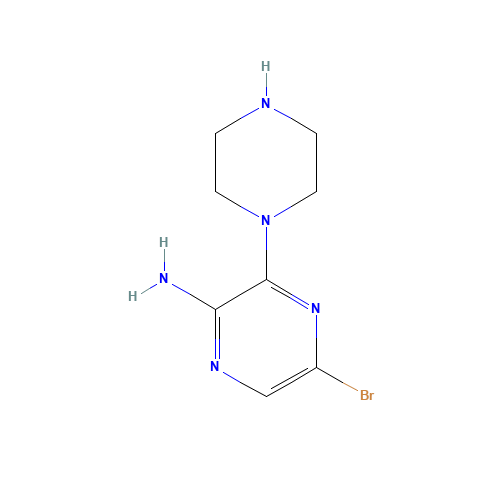 2-AMINO-5-BROMO-3-PIPERAZIN-1-YLPYRAZINE (CAS: 893611-67-1) - Chemical Structure and Molecular Formula 