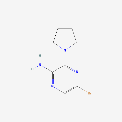 2-AMINO-5-BROMO-3-PYRROLIDIN-1-YLPYRAZINE (CAS: 893611-72-8) - Chemical Structure and Molecular Formula 