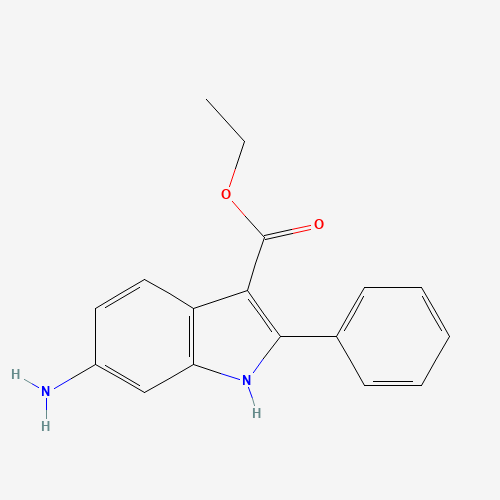 ETHYL 6-AMINO-2-PHENYL-1H-INDOLE-3-CARBOXYLATE (CAS: 945655-38-9) - Chemical Structure and Molecular Formula 