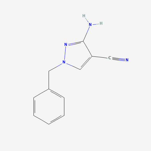 3-AMINO-1-BENZYL-1H-PYRAZOLE-4-CARBONITRILE (CAS: 122800-01-5) - Chemical Structure and Molecular Formula 