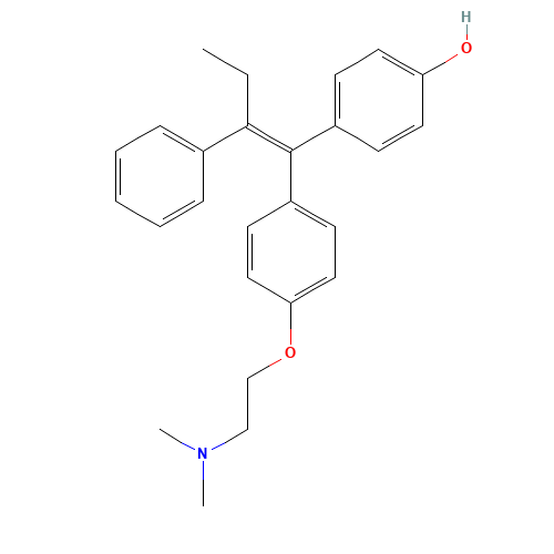 4-HYDROXYTAMOXIFEN (CAS: 68047-06-3) - Chemical Structure and Molecular Formula 