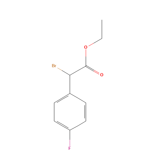 BROMO-(4-FLUORO-PHENYL)-ACETIC ACID ETHYL ESTER (CAS: 712-52-7) - Chemical Structure and Molecular Formula 