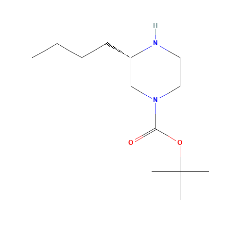 (S)-1-BOC-3-BUTYLPIPERAZINE (CAS: 928025-60-9) - Chemical Structure and Molecular Formula 