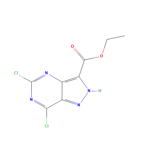 ethyl 5,7-dichloro-1H-pyrazolo[4,3-d]pyrimidine-3-carboxylate (CAS: 1053656-63-5) - Chemical Structure and Molecular Formula 