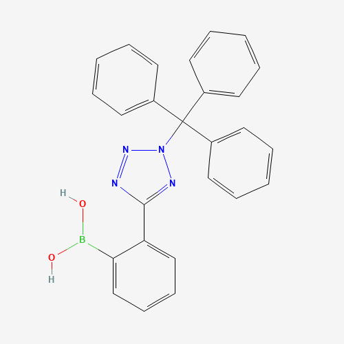 [2-[2-(TRIPHENYLMETHYL)-2H-TETRAZOL-5-YL]PHENYL]BORONIC ACID (CAS: 143722-25-2) - Chemical Structure and Molecular Formula 