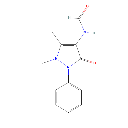 N-(2,3-dihydro-1,5-dimethyl-3-oxo-2-phenyl-1H-pyrazol-4-yl)formamide (CAS: 1672-58-8) - Chemical Structure and Molecular Formula 
