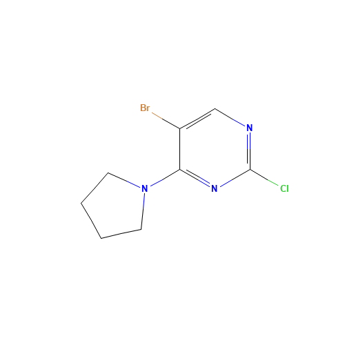 5-BROMO-2-CHLORO-4-(1-PYRROLIDINYL)PYRIMIDINE (CAS: 57054-90-7) - Chemical Structure and Molecular Formula 