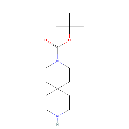 3,9-DIAZA-SPIRO[5.5]UNDECANE-3-CARBOXYLIC ACID TERT-BUTYL ESTER (CAS: 173405-78-2) - Chemical Structure and Molecular Formula 