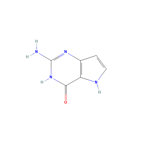 4H-Pyrrolo[3,2-d]pyrimidin-4-one,2-amino-1,5-dihydro-(9CI) (CAS: 65996-58-9) - Chemical Structure and Molecular Formula 