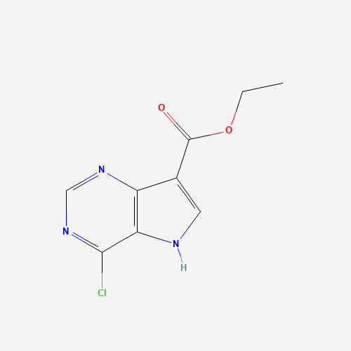 ETHYL 4-CHLORO-5H-PYRROLO[3,2-D]PYRIMIDINE-7-CARBOXYLATE (CAS: 853058-42-1) - Chemical Structure and Molecular Formula 
