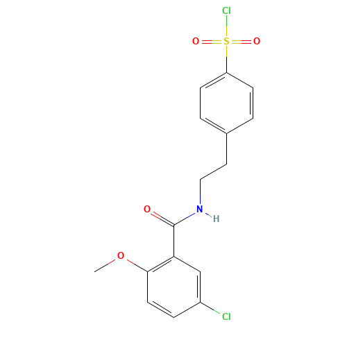 4-(2-(5-CHOLRO-2-METHOXY BENZAMIDO)ETHYL)BENZENESULFONYL CHLORIDE (CAS: 33924-54-8) - Chemical Structure and Molecular Formula 