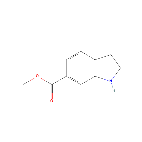2,3-DIHYDRO-1H-INDOLE-6-CARBOXYLIC ACID METHYL ESTER HYDROCHLORIDE (CAS: 341988-36-1) - Chemical Structure and Molecular Formula 