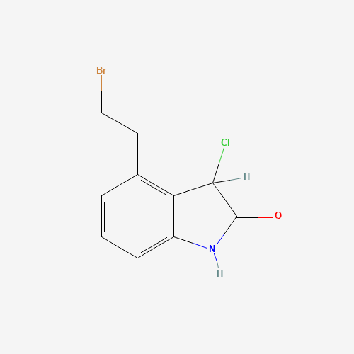 4-(2'-BROMOETHYL)-3-CHLORO-1,3-DIHYDRO-2H-INDOLE-2-ONE (CAS: 120427-95-4) - Chemical Structure and Molecular Formula 