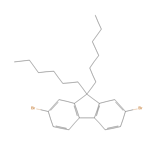 9,9-Dihexyl-2,7-dibromofluorene (CAS: 189367-54-2) - Chemical Structure and Molecular Formula 
