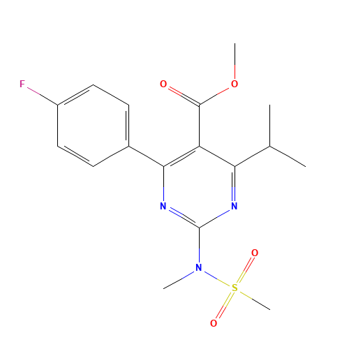 Methyl 4-(4-fluorophenyl)-6-isopropyl-2-[(N-methyl-N-methylsulfonyl)amino]pyrimidine-5-carboxylate (CAS: 289042-11-1) - Chemical Structure and Molecular Formula 