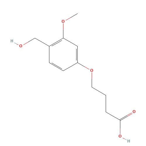 4-(4-HYDROXYMETHYL-3-METHOXYPHENOXY)-BUT... (CAS: 136849-75-7) - Chemical Structure and Molecular Formula 
