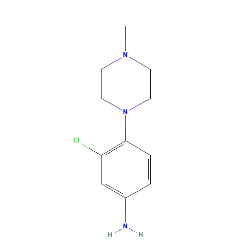 3-CHLORO-4-(4-METHYLPIPERAZIN-1-YL)ANILINE (CAS: 16154-72-6) - Chemical Structure and Molecular Formula 