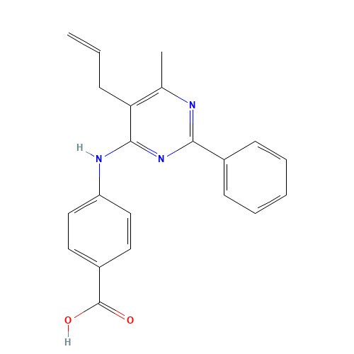 4-[(5-Allyl-6-methyl-2-phenyl-4-pyrimidinyl)amino]benzoic acid (CAS: 300837-31-4) - Chemical Structure and Molecular Formula 