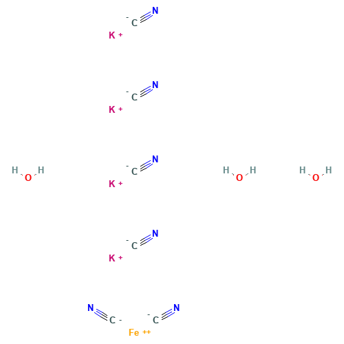 Potassium ferrocyanide trihyrate (CAS: 14459-95-1) - Chemical Structure and Molecular Formula 
