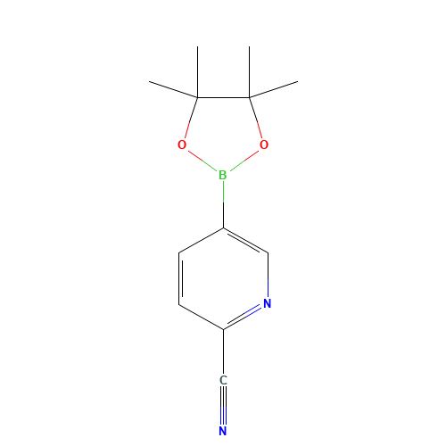 5-(4,4,5,5-Tetramethyl-[1,3,2]dioxaborolan-2-yl)-pyridine-2-carbonitrile (CAS: 741709-63-7) - Chemical Structure and Molecular Formula 