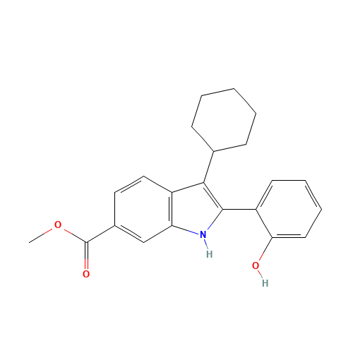 METHYL 3-CYCLOHEXYL-2-(2-HYDROXYPHENYL)-1H-INDOLE-6-CARBOXYLATE (CAS: 863578-50-1) - Chemical Structure and Molecular Formula 