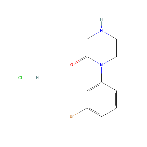 1-(3-BROMEPHENYL)-PIPERAZIN-2-ONE HCL (CAS: 215649-81-3) - Chemical Structure and Molecular Formula 