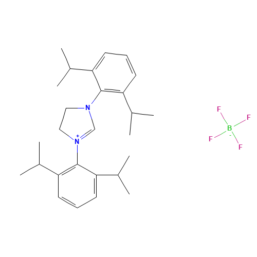 1,3-BIS(2,6-DI-I-PROPYLPHENYL)-4,5-DIHYDROIMIDAZOLIUM TETRAFLUOROBORATE (CAS: 282109-83-5) - Chemical Structure and Molecular Formula 