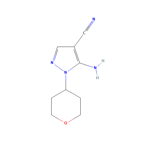 1H-Pyrazole-4-carbonitrile,5-amino-1-(tetrahydro-2H-pyran-4-yl)- (CAS: 1082745-49-0) - Chemical Structure and Molecular Formula 