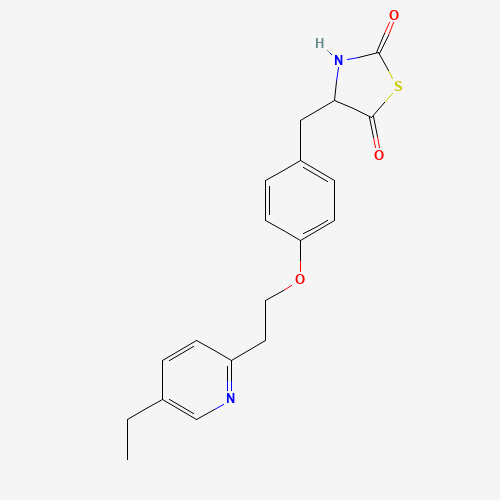 5-(4-(2-(5-Ethylpyridin-2-yl)ethoxy)benzylidene)thiazolidine-2,4-dione (CAS: 627502-58-3) - Chemical Structure and Molecular Formula 