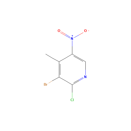 3-bromo-2-chloro-4-methyl-5-nitropyridine (CAS: 1049706-73-1) - Chemical Structure and Molecular Formula 