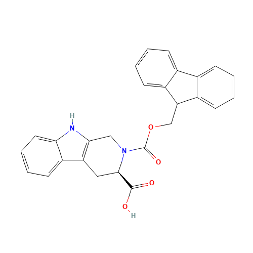 FMOC-D-1,2,3,4-TETRAHYDRONORHARMAN-3-CARBOXYLIC ACID (CAS: 268731-07-3) - Chemical Structure and Molecular Formula 