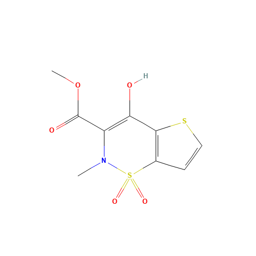 METHYL 2-METHYL-4-HYDROXY-2H-THIENO[2,3-E]-1,2-THIAZINE-3-CARBOXYLATE-1,1-DIOXIDE (CAS: 59804-25-0) - Chemical Structure and Molecular Formula 