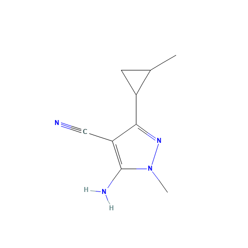 5-amino-1-methyl-3-((1R,2S)-2-methylcyclopropyl)-1H-pyrazole-4-carbonitrile (CAS: 1184914-28-0) - Chemical Structure and Molecular Formula 