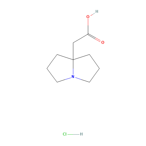 Tetrahydro-1H-pyrrolizine-7a(5H)-acetic acid hydrochloride (CAS: 124655-63-6) - Chemical Structure and Molecular Formula 