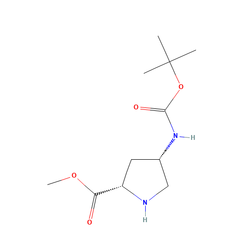 (2S,4S)-4-BOC-AMINO PYRROLIDINE-2-CARBOXYLIC ACID METHYLESTER-HCL (CAS: 168263-82-9) - Chemical Structure and Molecular Formula 