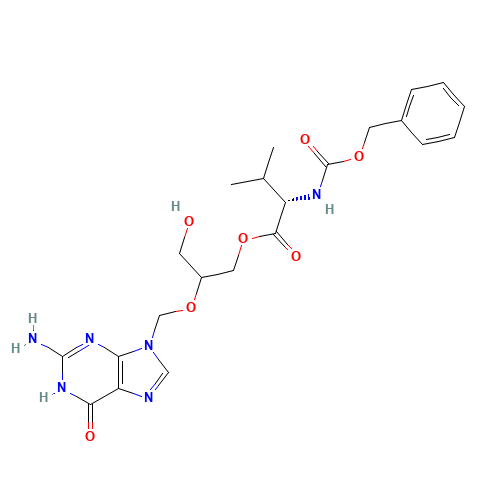 N-[(Phenylmethoxy)carbonyl]-L-valine 2-[(2-amino-1,6-dihydro-6-oxo-9H-purin-9-yl)methoxy]-3-hydroxypropyl ester (CAS: 194154-40-0) - Chemical Structure and Molecular Formula 