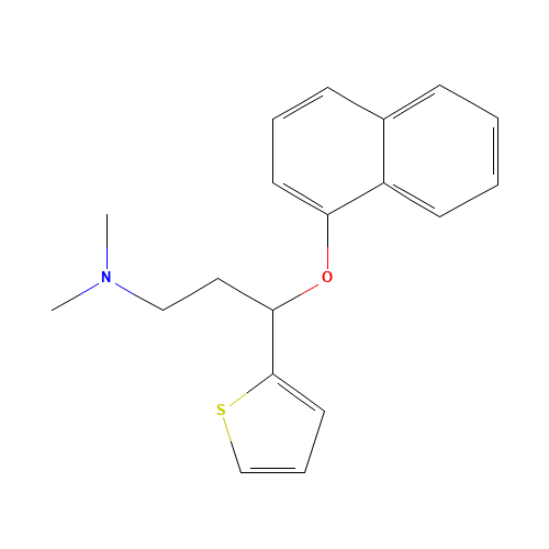 (S)-(+)-N,N-Dimethyl-3-(1-naphthalenyloxy)-3-(2-thienyl)propanamine (CAS: 132335-46-7) - Chemical Structure and Molecular Formula 
