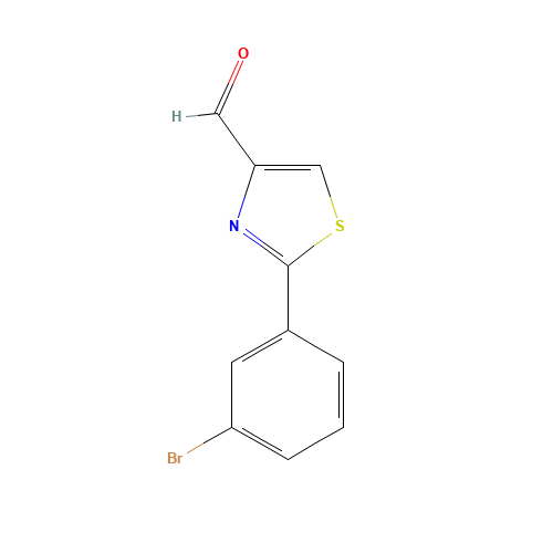 2-(3-BROMO-PHENYL)-THIAZOLE-4-CARBALDEHYDE (CAS: 750624-69-2) - Chemical Structure and Molecular Formula 