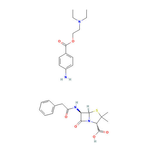 Procaine penicillin G (CAS: 54-35-3) - Chemical Structure and Molecular Formula 