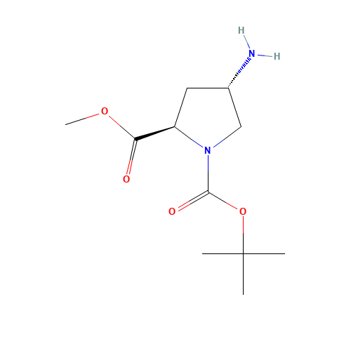 (2R,4S)-1-tert-Butyl 2-methyl 4-aminopyrrolidine-1,2-dicarboxylate (CAS: 254881-77-1) - Chemical Structure and Molecular Formula 