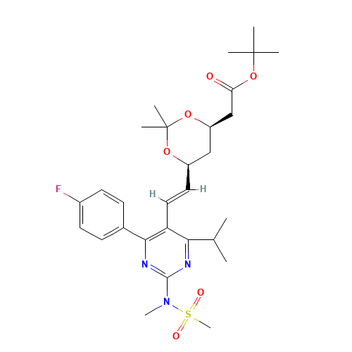 tert-Butyl 6-[(1E)-2-[4-(4-fluorophenyl)-6-(1-methylethyl)-2-[methyl(methylsulfonyl)amino]-5-pyrimidinyl]ethenyl]-2,2-dimethyl-1,3-dioxane-4-acetate (CAS: 289042-12-2) - Related Chemical Product