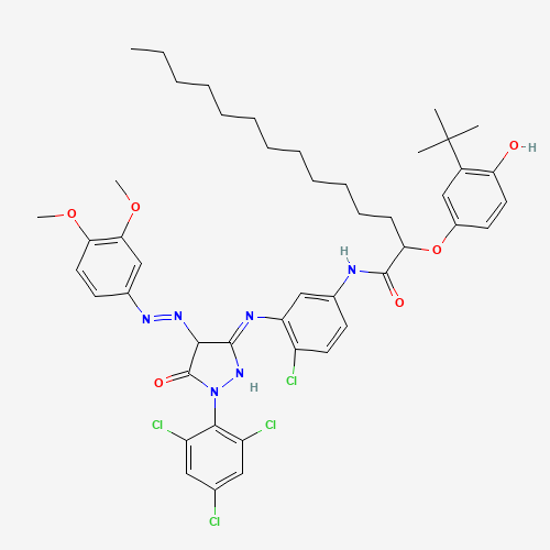 2-(3-tert-Butyl-4-hydroxyphenoxy)-N-(4-chloro-3-((4-((3,4-dimethoxyphenyl)azo)-4,5-dihydro-5-oxo-1-(2,4,6-trichlorophenyl)-1H-pyrazol-3-yl)amino)phenyl)myristamide (CAS: 65293-90-5) - Related Chemical Product