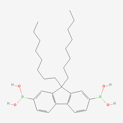 9 9-DIOCTYLFLUORENE-2 7-DIBORONIC ACID (CAS: 258865-48-4) - Chemical Structure and Molecular Formula 