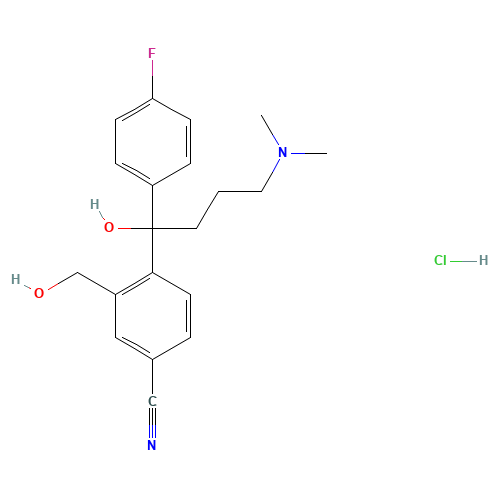 4-[4-(Dimethylamino)-1-(4-fluorophenyl)-1-hydroxybutyl]-3-(hydroxymethyl)benzonitrile hydrochloride (CAS: 717133-25-0) - Related Chemical Product