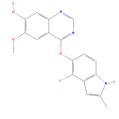 4-(4-Fluoro-2-methyl-1H-indol-5-yloxy)-6-methoxyquinazolin-7-ol (CAS: 574745-76-9) - Related Chemical Product