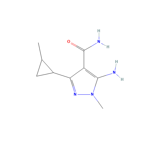 5-amino-1-methyl-3-((1R,2S)-2-methylcyclopropyl)-1H-pyrazole-4-carboxamide (CAS: 1184913-76-5) - Chemical Structure and Molecular Formula 