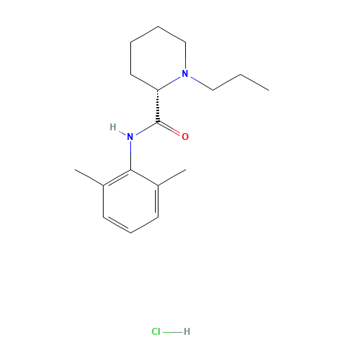 Ropivacaine hydrochloride (CAS: 98717-15-8) - Chemical Structure and Molecular Formula 