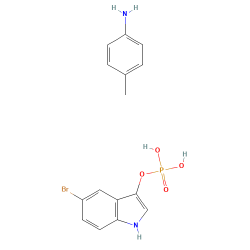 5-BROMO-3-INDOLYL PHOSPHATE P-TOLUIDINE SALT (CAS: 80008-69-1) - Chemical Structure and Molecular Formula 
