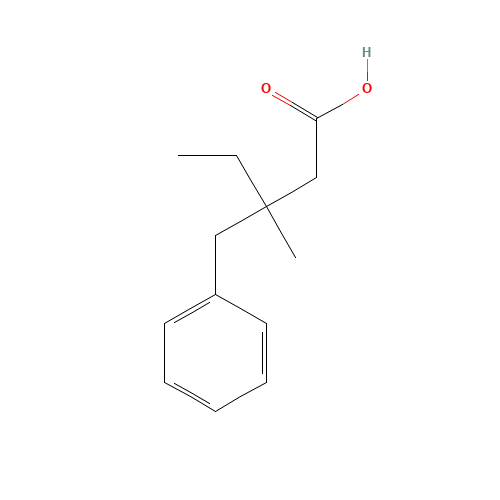 3-Benzyl-3-methylpentanoicacid (CAS: 53663-16-4) - Chemical Structure and Molecular Formula 